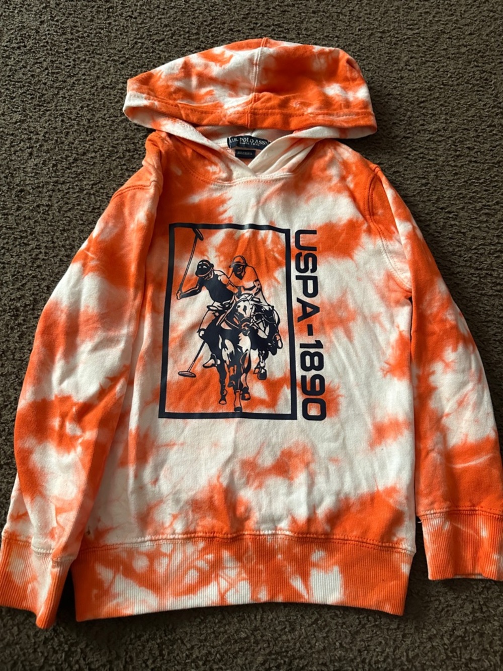 U.S. Polo Assn. Orange & White Tie-Dye Pullover Hoodie